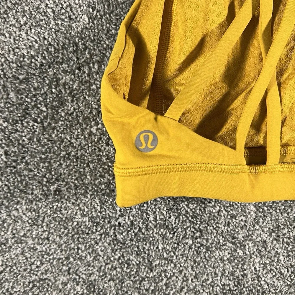 Lululemon Energy Long Line Sports Bra Yellow Medium Support Women's Approx 6